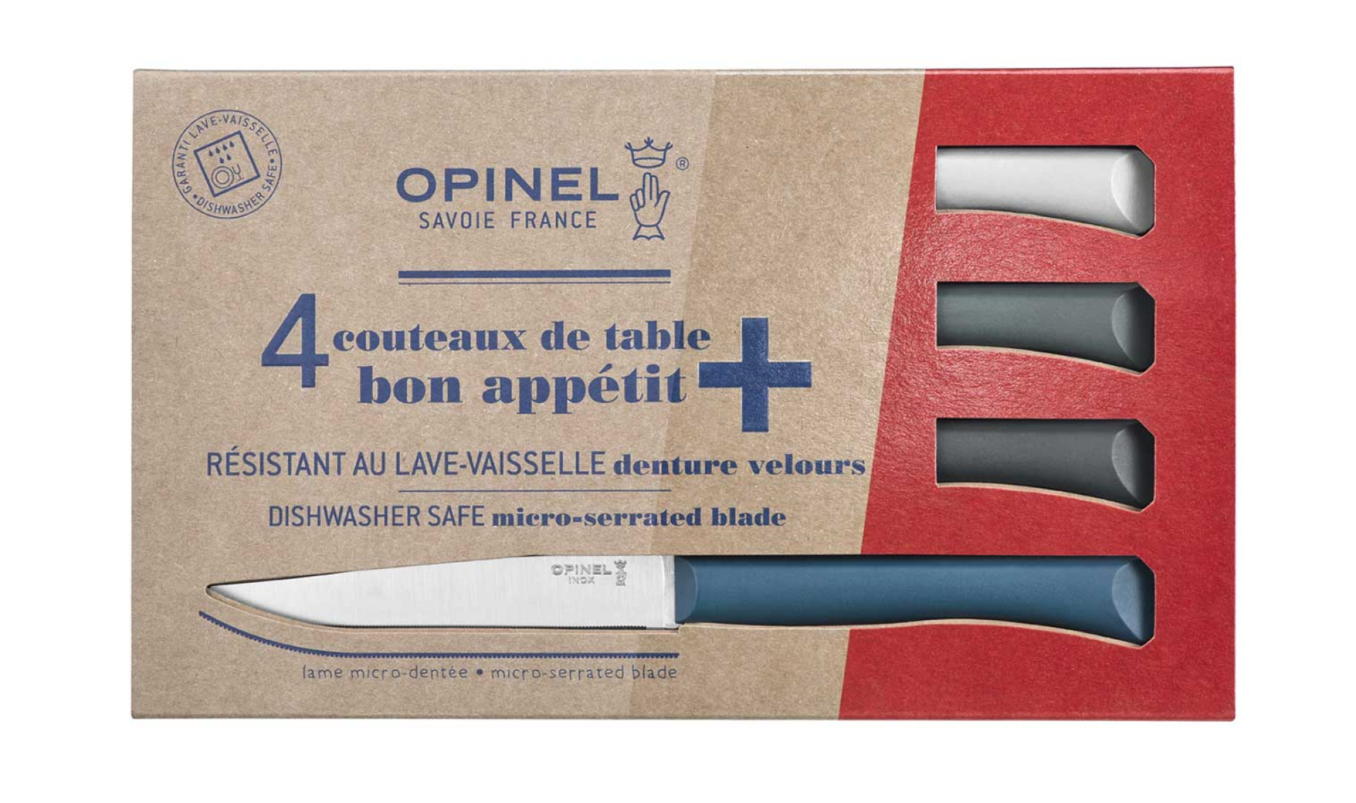 Coffret de 4 couteaux de table Bon Appétit + Tempête (Couleurs panachées)